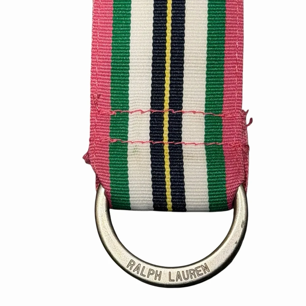Polo Ralph Lauren Girls Size 6X Striped Web Belt Pink Green Navy Preppy D Ring‎